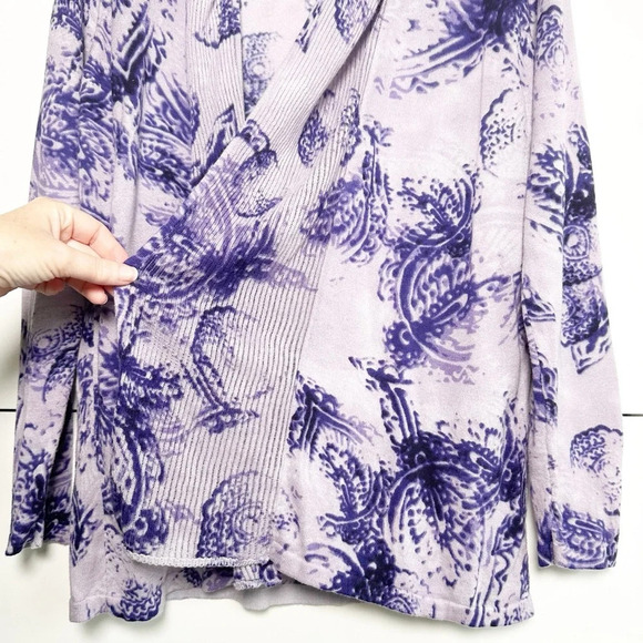 Chico’s Cardigan Lilac Dark Purple Shawl Front Size 1 (Medium) Lightweight Soft - Picture 4 of 8